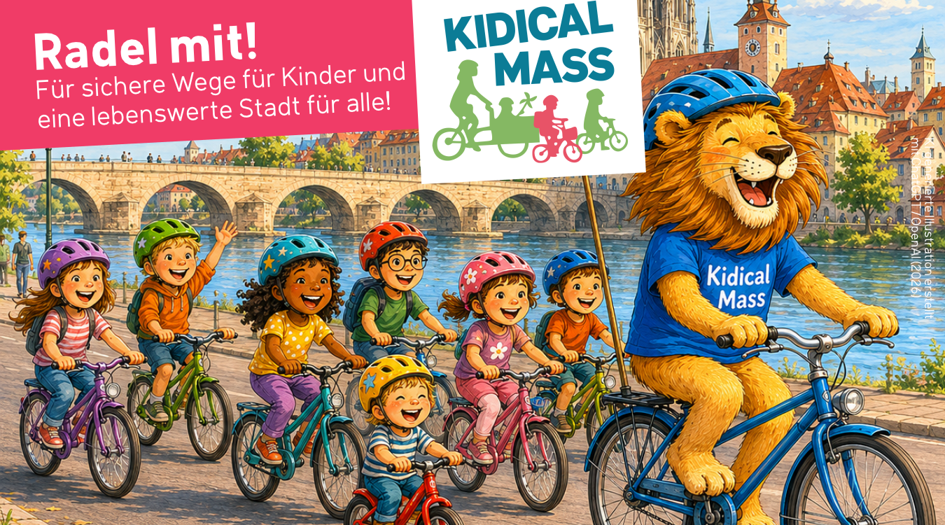 Flyer dder Kidical Mass Kinder-Fahrraddemo am 21.06.2026