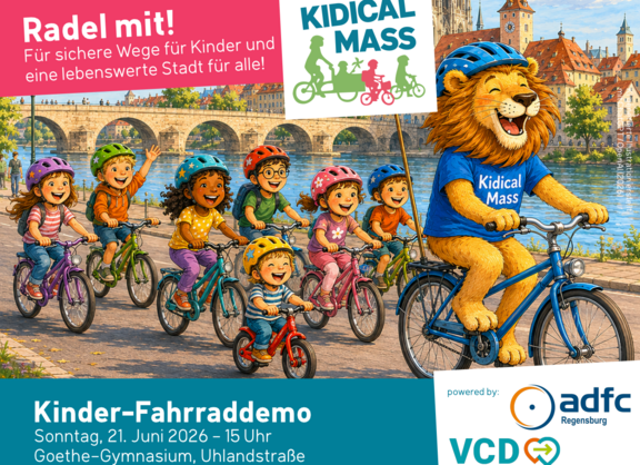 Flyer dder Kidical Mass Kinder-Fahrraddemo am 21.06.2026