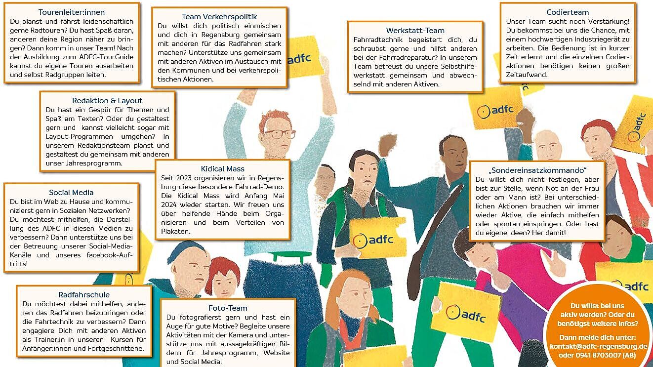 Suche nach verschiedenen ehrenamtlichen Aktive