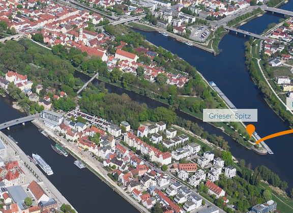 Luftbild des Unteren Wöhrd