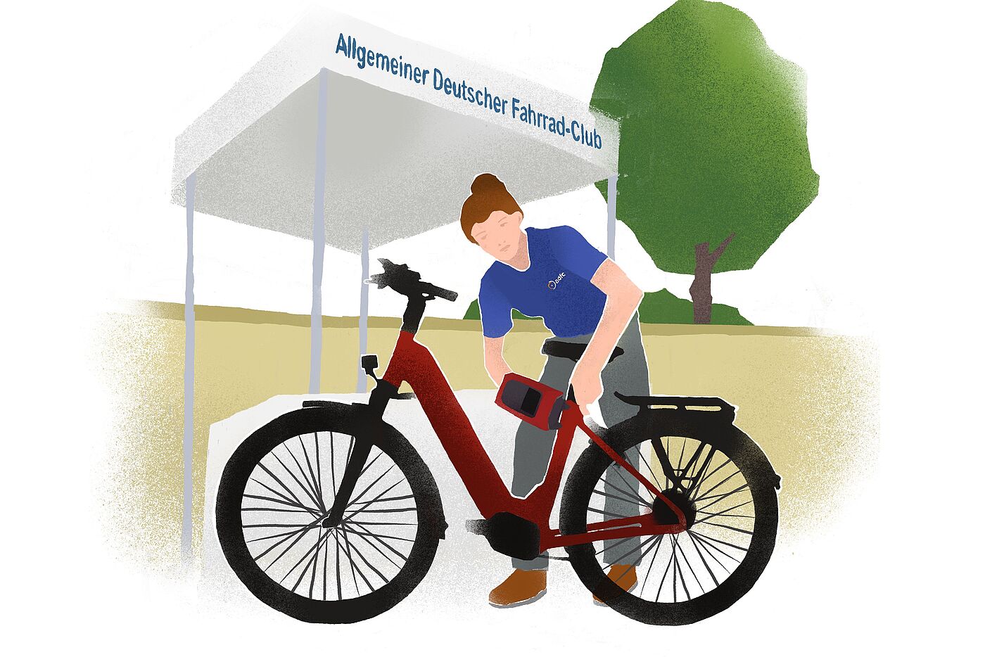 Illustration einer Person, die ein Fahrrad codiert